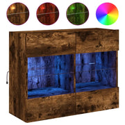 Mobile TV a Parete | Armadietto TV | Mobile Porta TV con Luci LED Rovere Fumo 78,5x30x60,5 cm