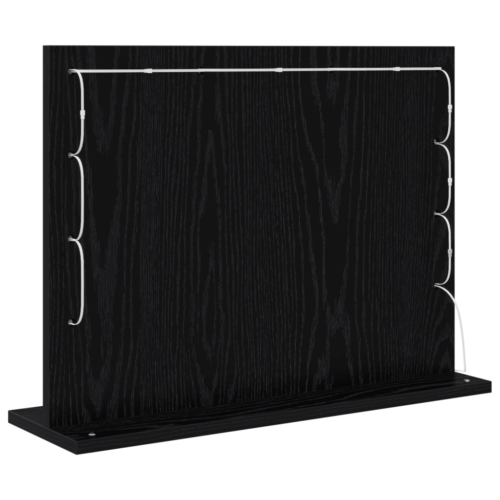 Specchio Vanity con luci LED Rovere Nero 60x45x18 cm