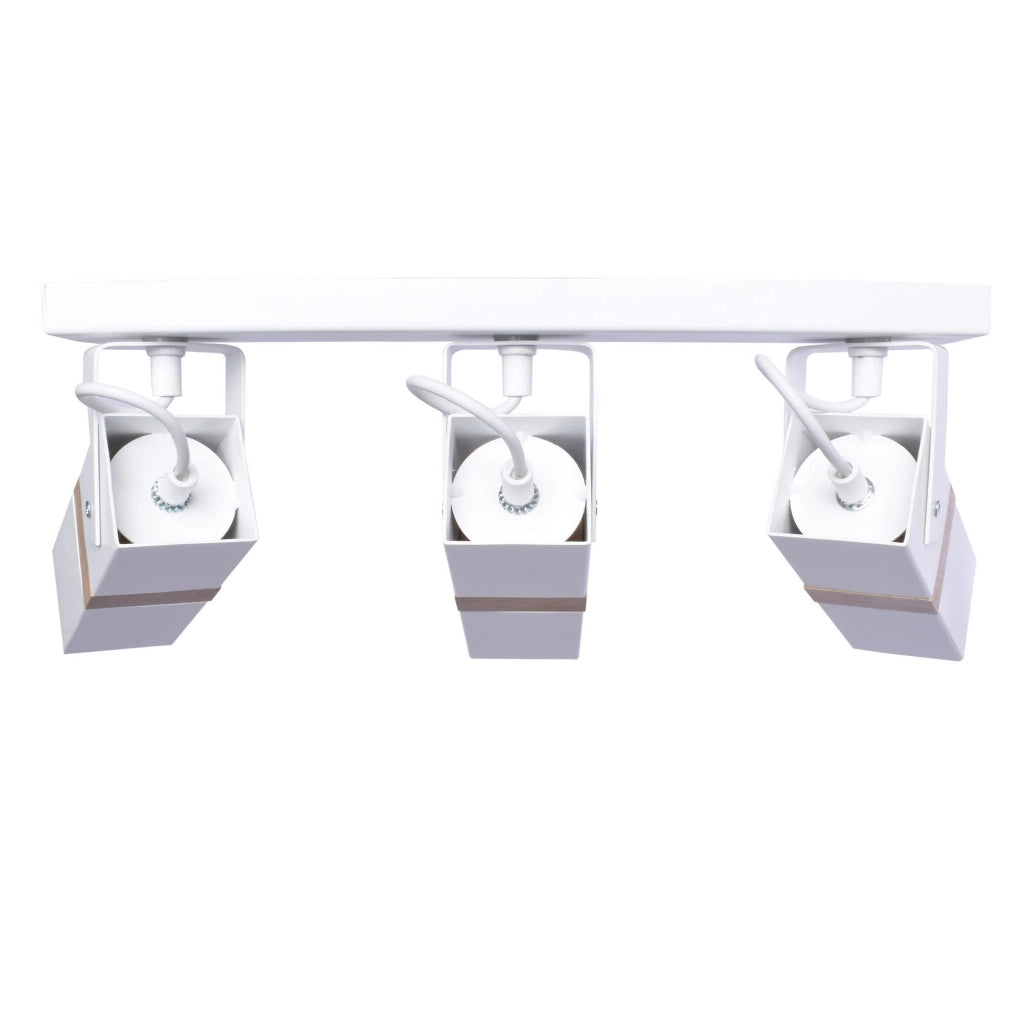 Plafoniera 3 luci GU10 35W bianca legno Milagro Vidar