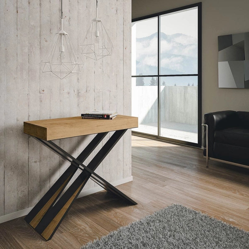 Consolle allungabile 90x40/196 cm Diago Small telaio Antracite - Quercia Natura