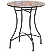 Tavolo da giardino bistrot con piano rotondo a mosaico; struttura rinforzata; per giardino e balcone; in Metallo; Ø 60 × 71 cm; Rosso
