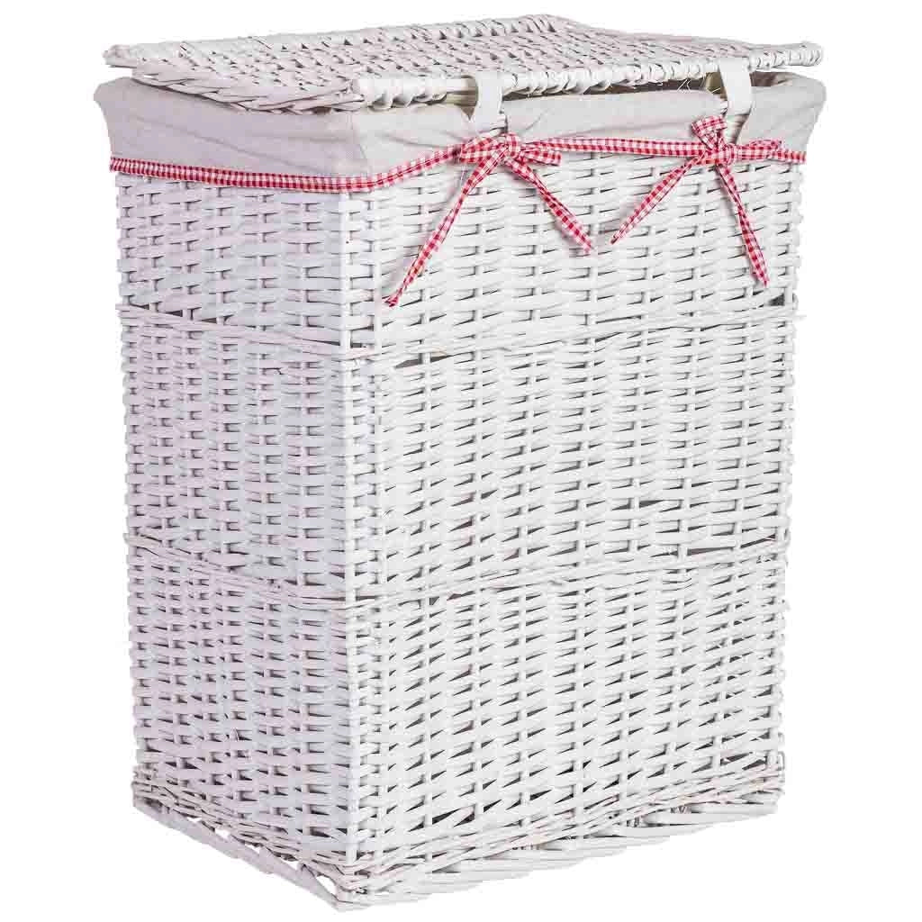 Cesto portabiancheria in vimini grigio 43x33x55h cm
