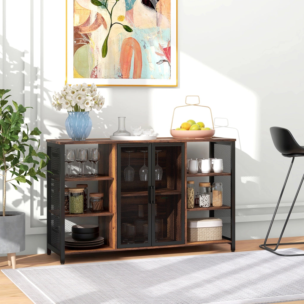 Credenza Rustica con Ripiani Aperti ¨C zephmum ¨C 120x40x76 cm Marrone