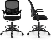 Sedia da ufficio ergonomica girevole con schienale, braccioli e poggiapiedi, regolabile in altezza, con 5 ruote, per ufficio, studio e sala giochi