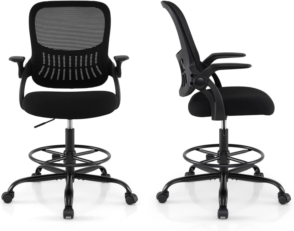 Sedia da ufficio ergonomica girevole con schienale, braccioli e poggiapiedi, regolabile in altezza, con 5 ruote, per ufficio, studio e sala giochi