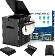 Camping Toilet Portatile per Adulti con Coperchio - Toilet Mobile per Esterno o Interno (Nero)