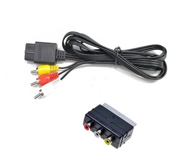 Cavo AV con adattatore 3RCA a Scart per cavo audio video TV - 1,8 metri - compatibile con console di gioco N64 NGC SNES - ingresso per console di gioco