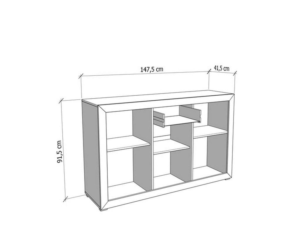 Madia Perca, Credenza un Cassetto, 147.5x41.5x91.5h cm Bianco Crema