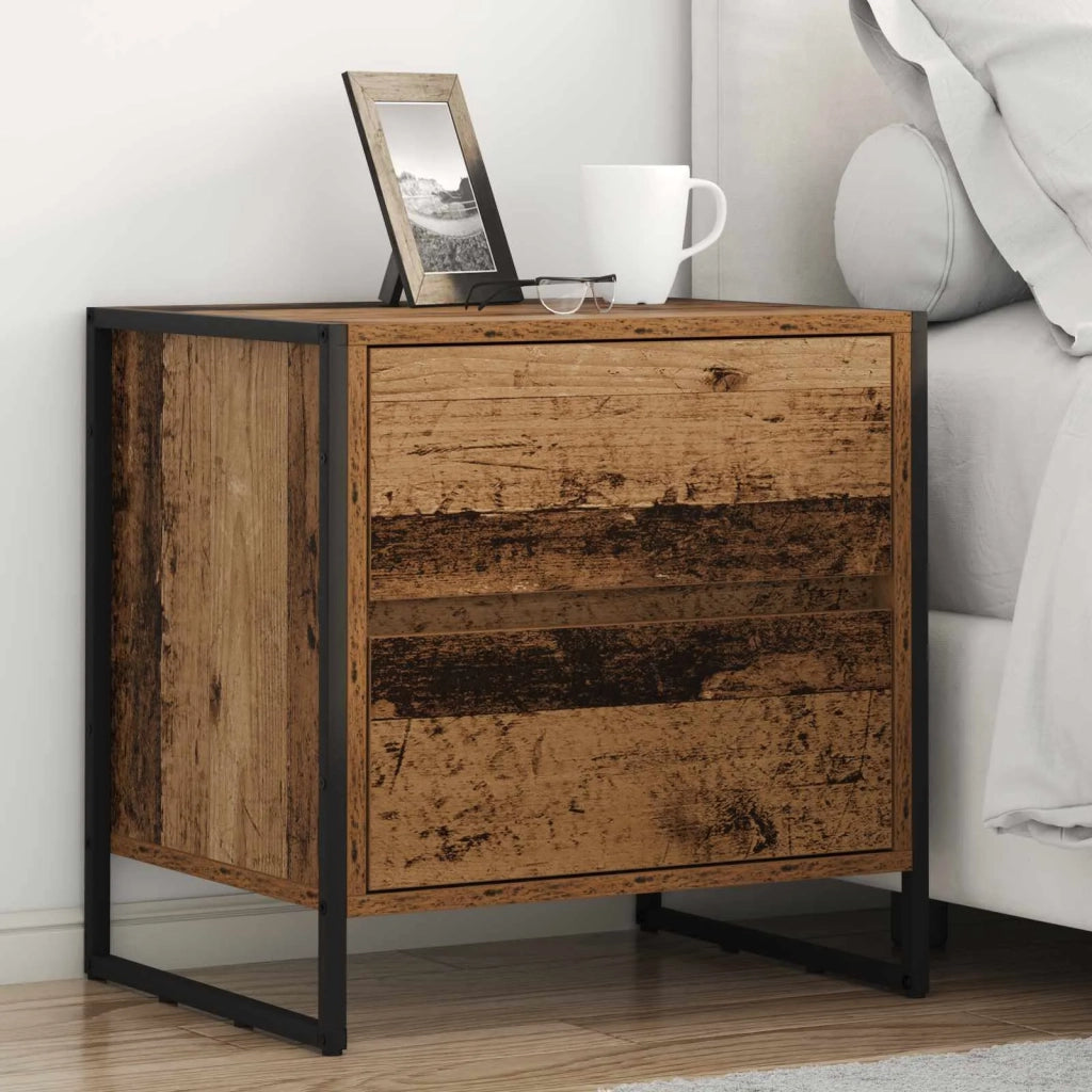 Comodino con cassetto 2 pz-Set di 2 Tavolino da notte Legno vecchio 50 x 39.5 x 50 cm