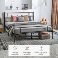 Struttura Letto Matrimoniale 160x200 cm in Acciaio con Doghe Integrate Nero