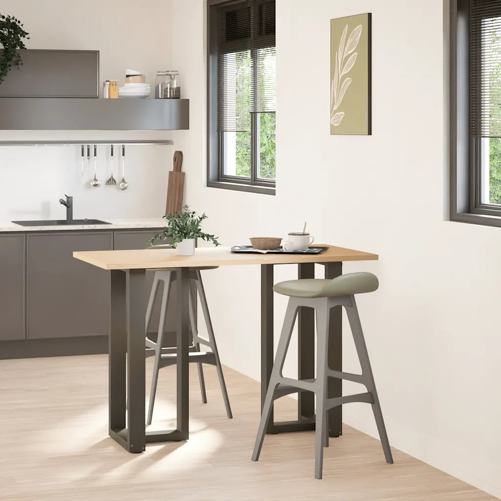 Gambe per tavolo da bar a forma di T 2 pz | Piede del tavolo nere 50x35x(90-91) cm in acciaio