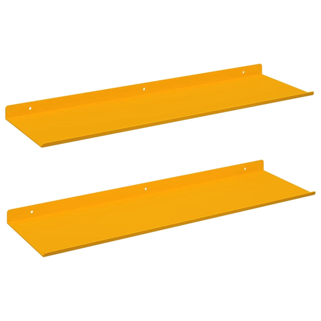 Mensola sospesa 2 pcs Giallo senape 60 x 18 x 2,5 cm Acciaio