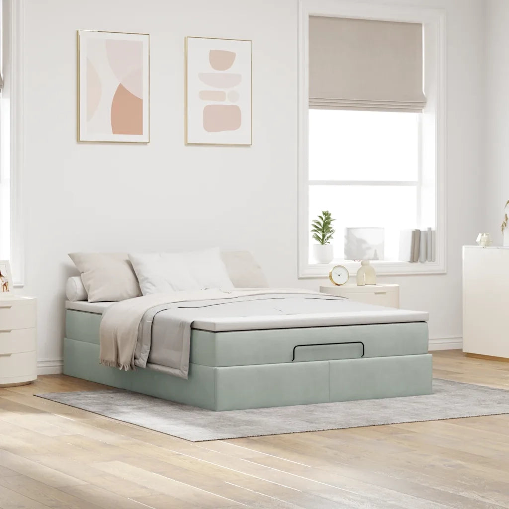 Struttura Letto Pouf con Materasso 140x200 cm in Velluto 3311189