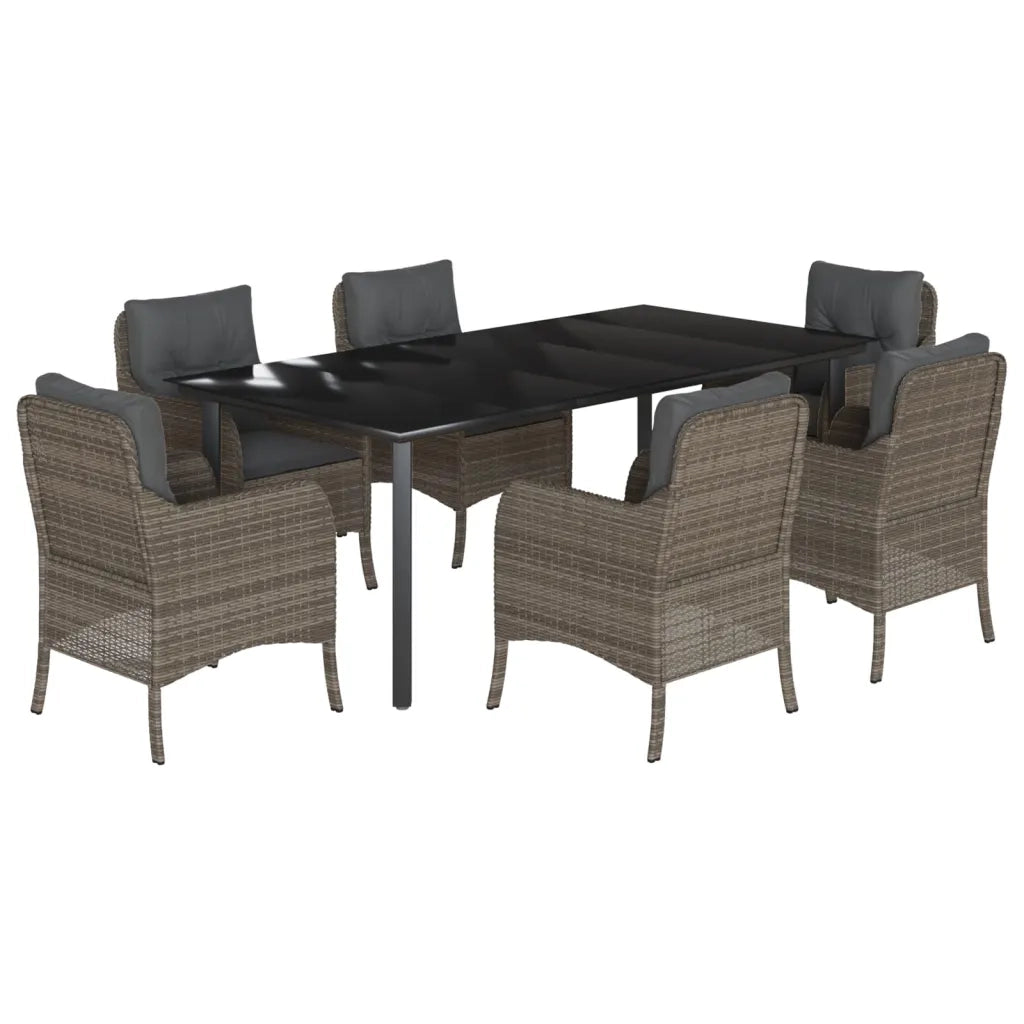 Set da Pranzo da Giardino 7 pz con Cuscini in Polyrattan Grigio 3211960