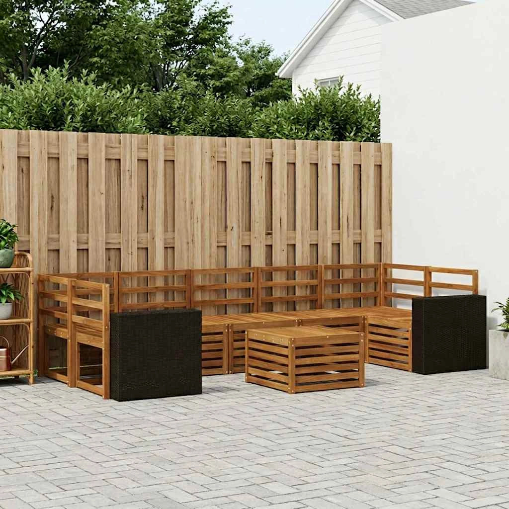 Set di divani da esterno 8 pz Naturale Legno di Acacia Massello 3384150