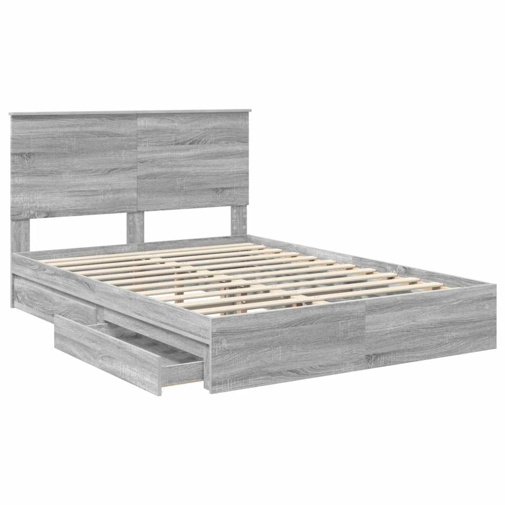 Letto con Contenitore con testiera Grigio Sonoma 140 x 200 cm
