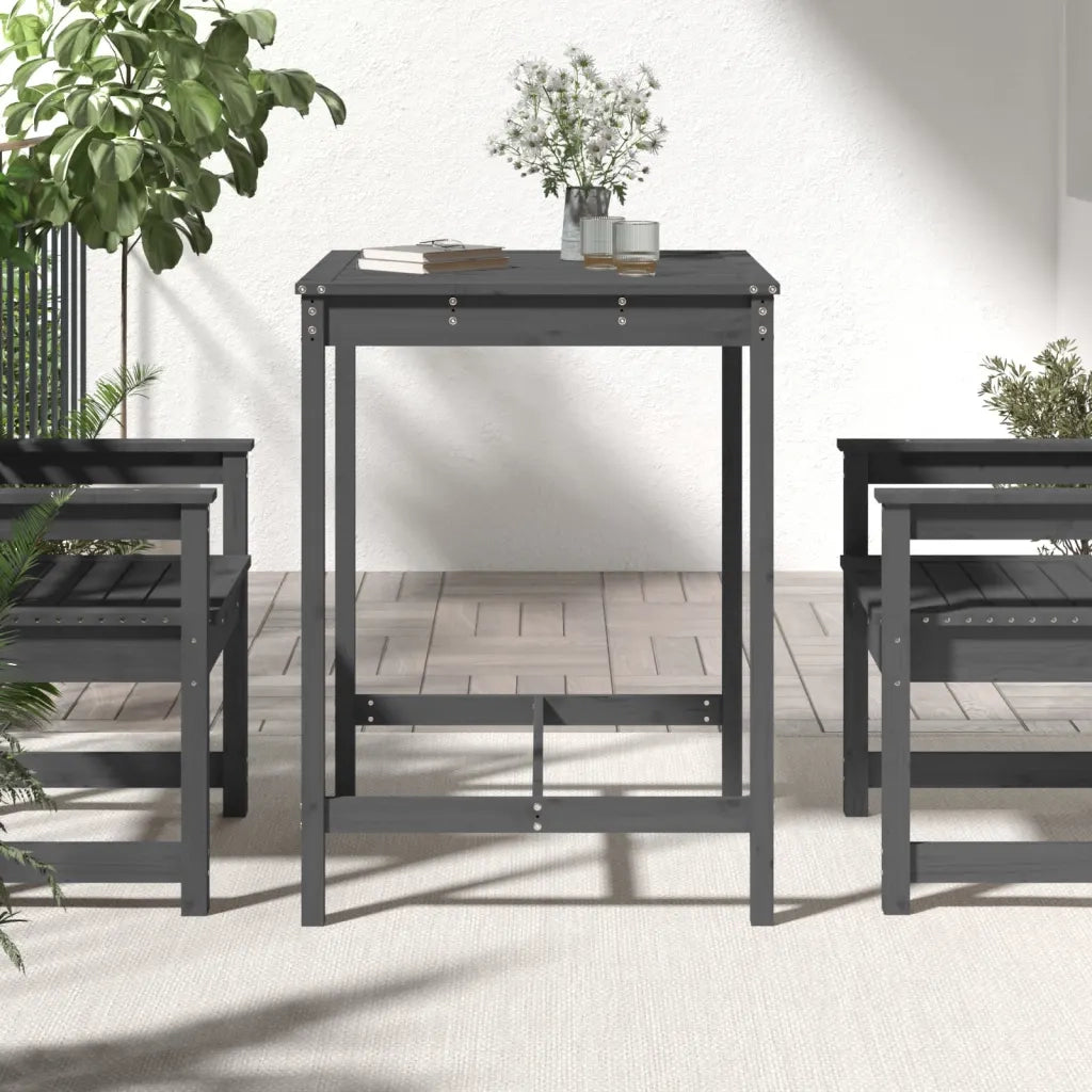 Tavolo da Giardino | Tavolino da esterno Grigio 82,5x82,5x110 cm Legno Massello Pino