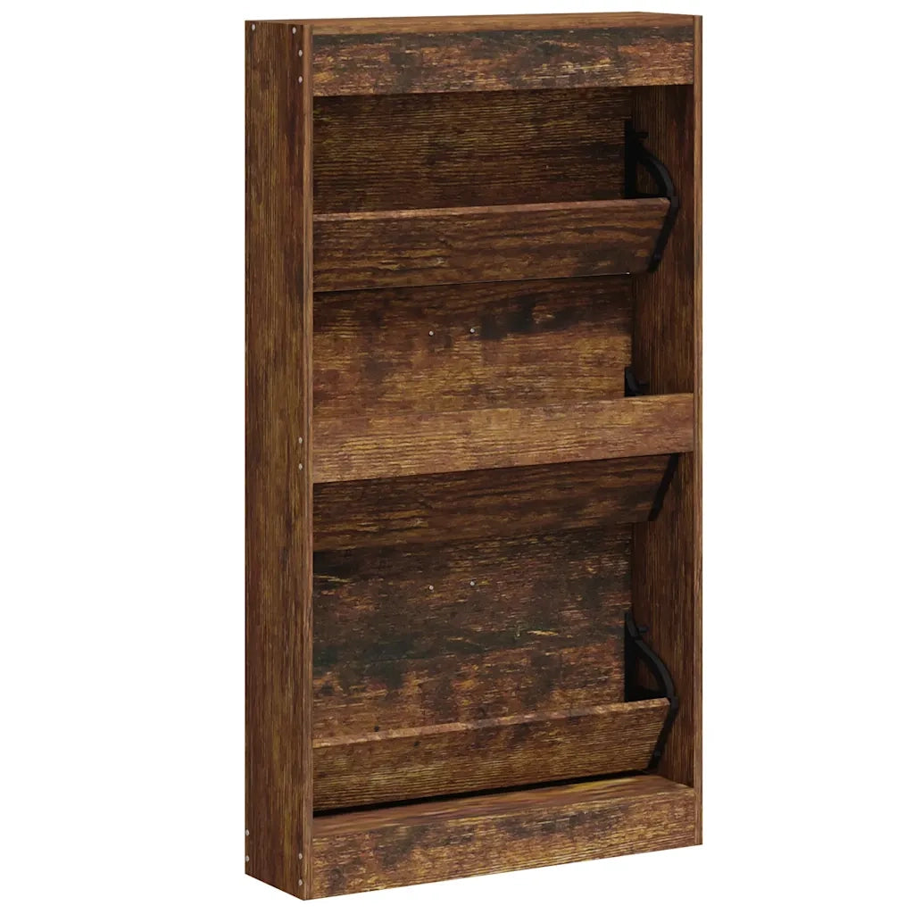 Scarpiera Rovere Fumo 59x17x108 cm in Legno Multistrato 342531