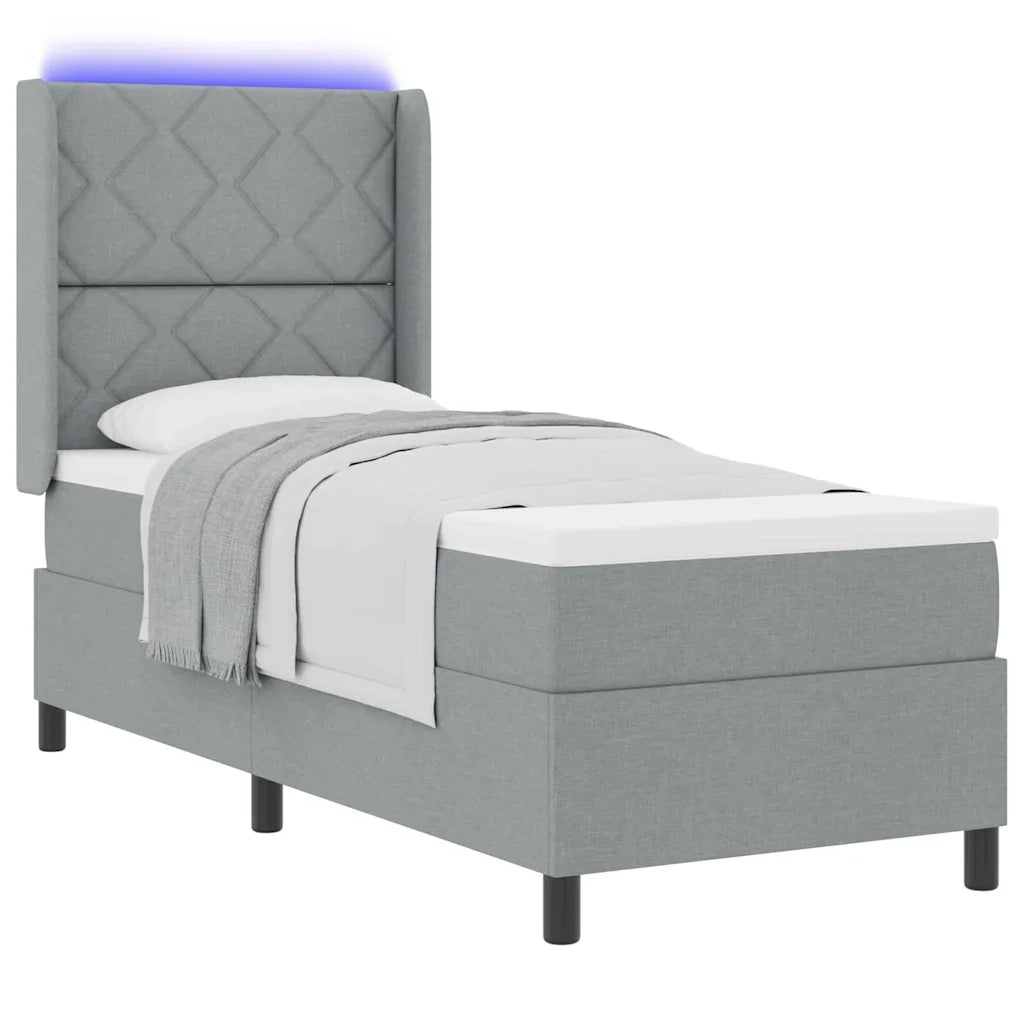 Letto a Sorgente LED Grigio chiaro 80 x 200 cm Tessuto 3343532