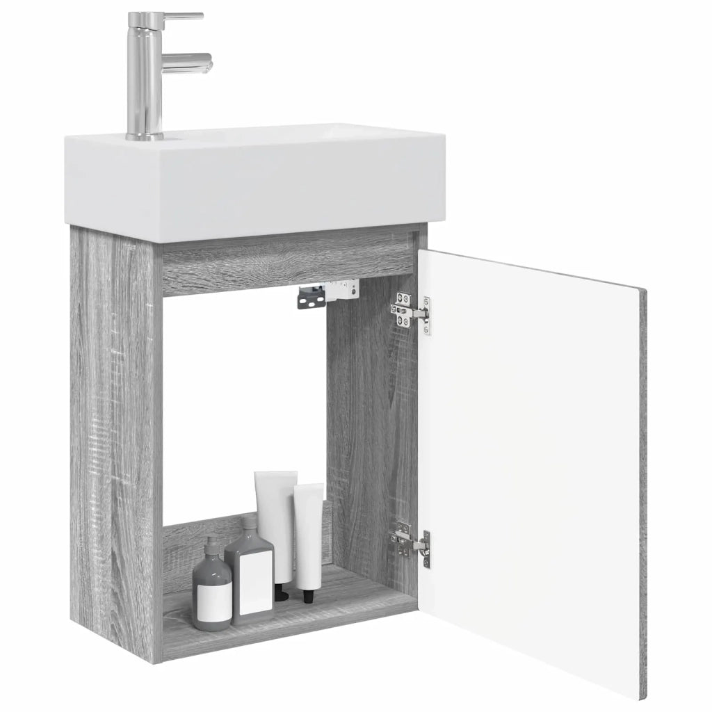 Mobile bagno con rubinetto Sonoma grigio 45,5 x 22,5 x 84 cm 889467