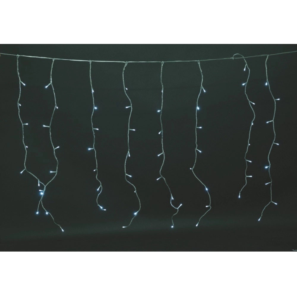 Tenda luminosa colore bianco 288 luci effetto pioggia 8 funzioni per esterno 6 x 1 metro Euronatale