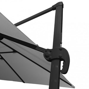 Ombrellone da Giardino Nettuno Lux Decentrato 3x3 m in Alluminio Nero Telo Grigio Chiaro