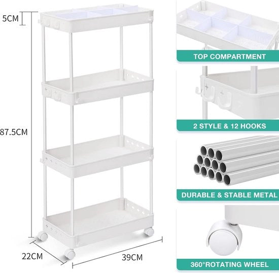 Carrello cucina, trolley cucina, tavolo cucina, 22 x 39 x 87,5 cm