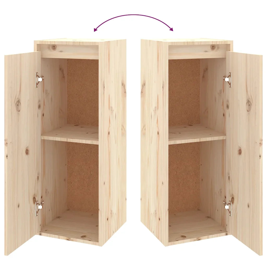 Set di 2 mobili porta TV a parete 30 x 30 x 60 cm e 30 x 30 x 80 cm design pratico per il soggiorno realizzati in legno di pino 02_0055189