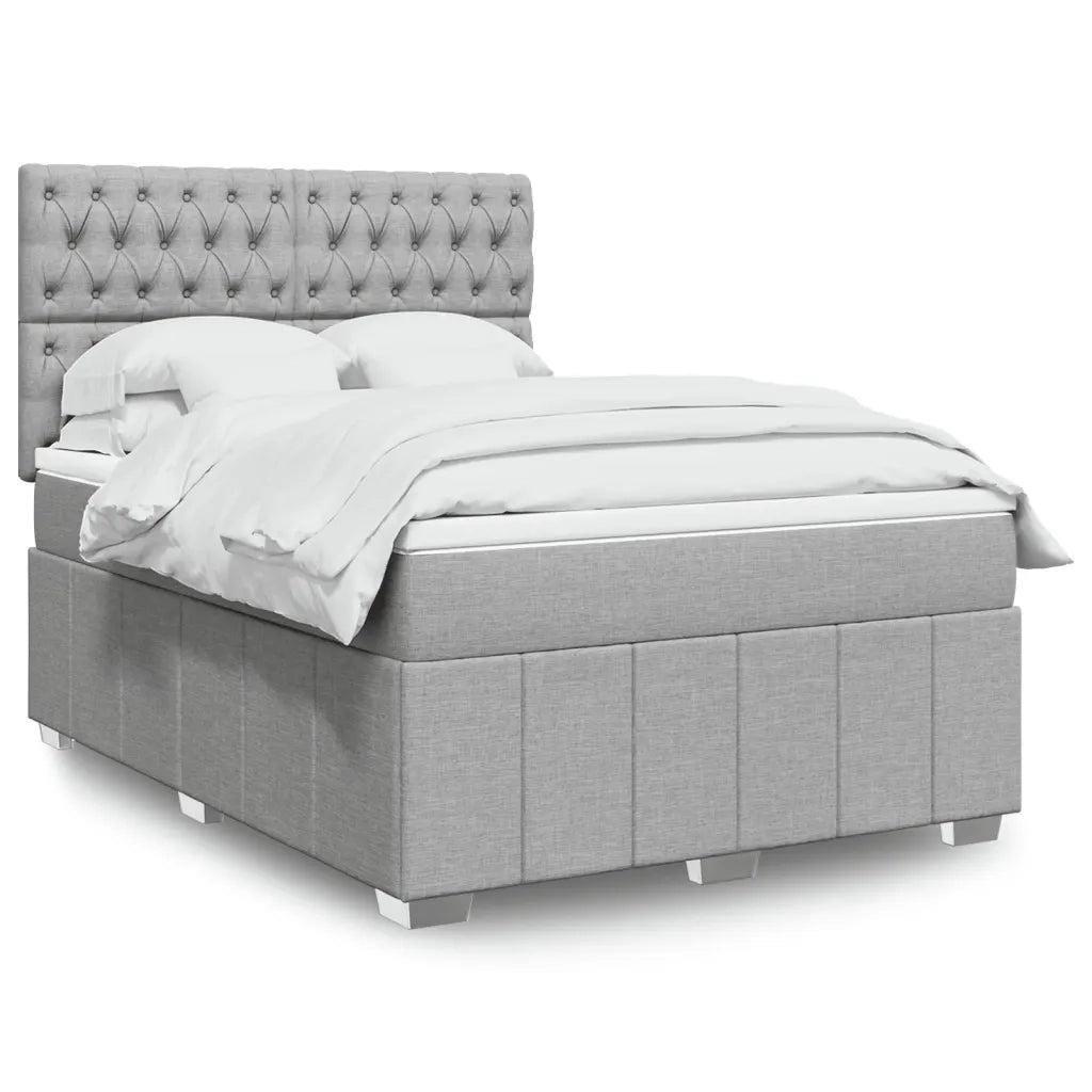Giroletto a Molle con Materasso Grigio Chiaro 140x190cm Tessuto