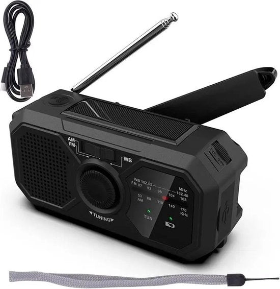 Radio di Emergenza - Apribile radio di Emergenza - Solare Apribile - Portatile - Mobili Système di Ricarica - Ricarica a Mano - Lampada da Tasca - Ricarica USB