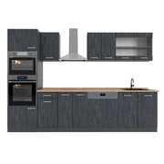 Cucina componibile R-Line Calce nera/Antracite 300 cm PL Rovere Vicco