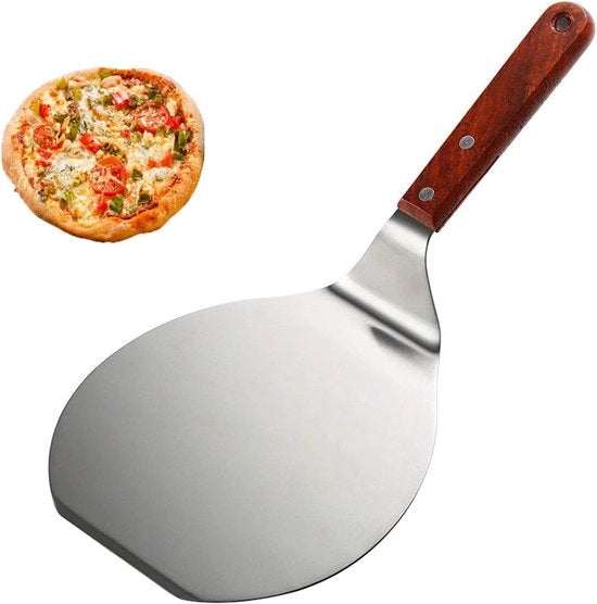 Pala per pizza in acciaio inossidabile forato - adatto per forno e barbecue - con manico in legno