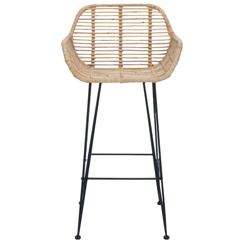 Sedia da Bar 2 pcs Naturale 55 x 52 x 92 cm Rattan e Ferro 42011552