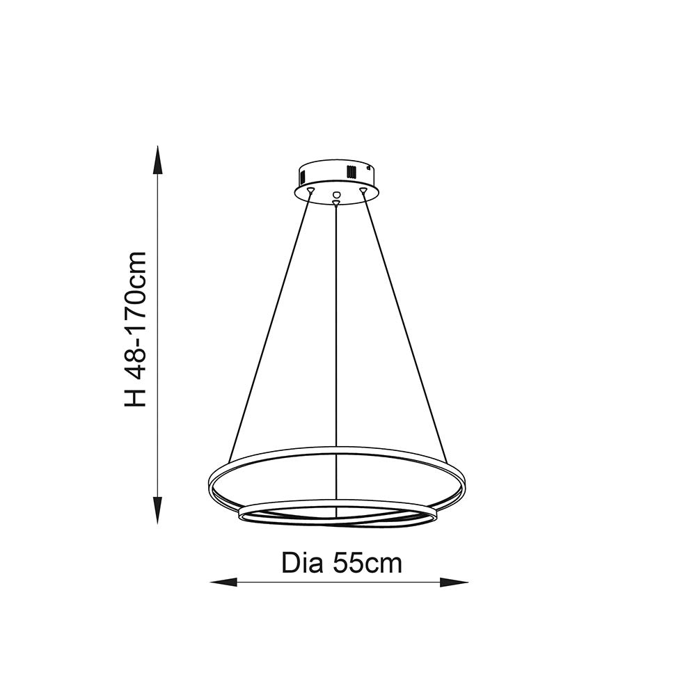 Lampadario LED moderno oro doppio anello 31,5W Endon