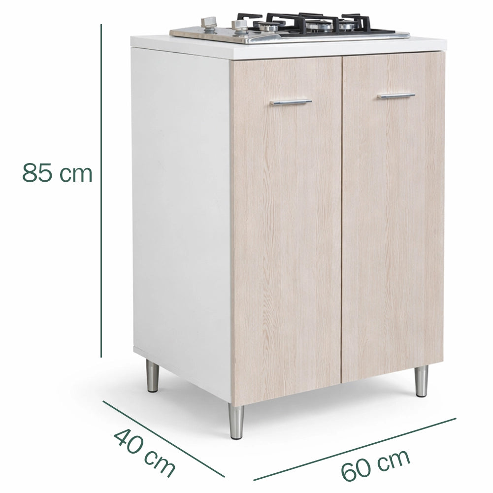Cucina Completa 60x40x85cm Olmo Piano Cottura 2 Fuochi con Piastre in Ghisa