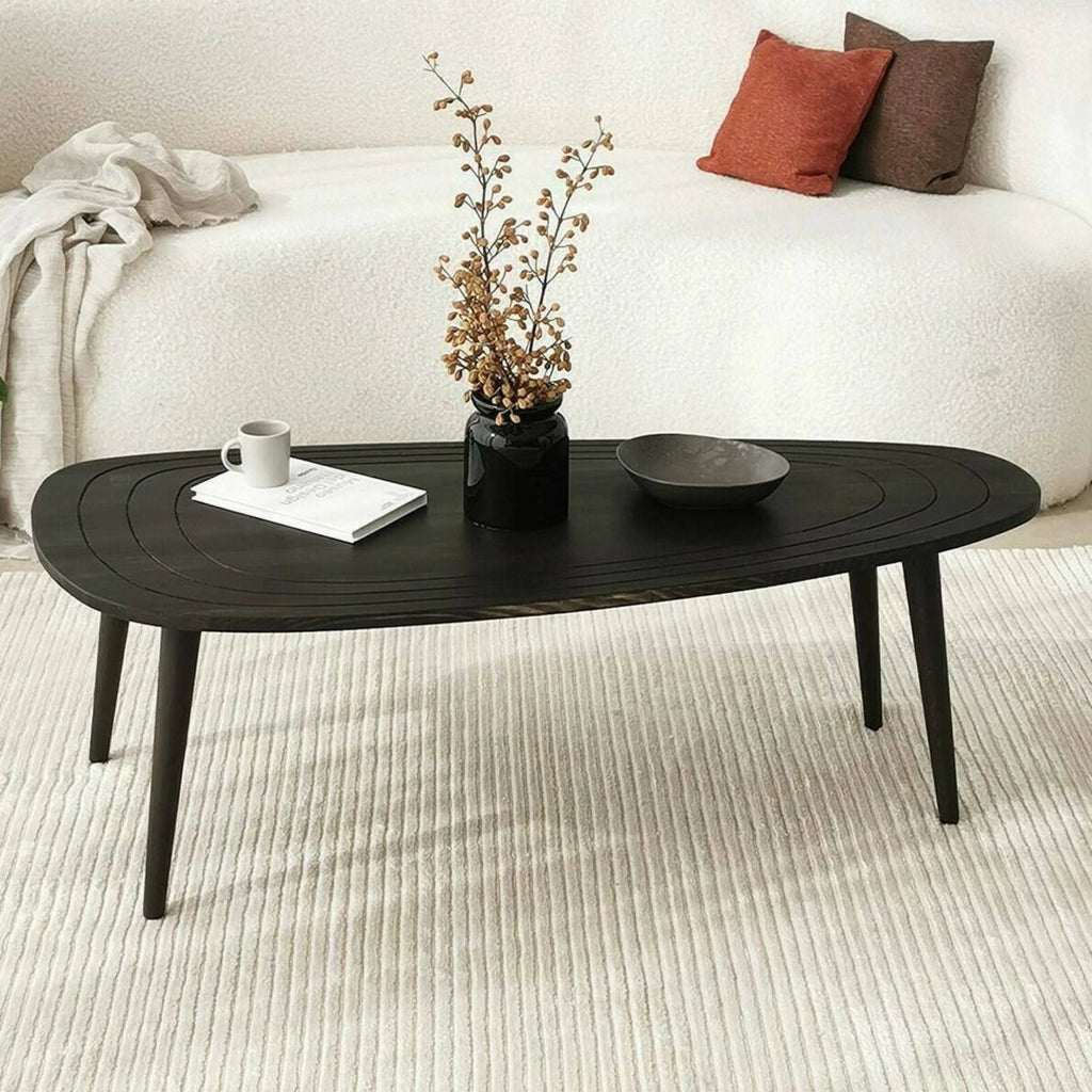 Tavolino da salotto Eugenia, Tavolo basso da caffè, Portariviste per divano, Ripiano da soggiorno, 115x50h38 cm, Antracite