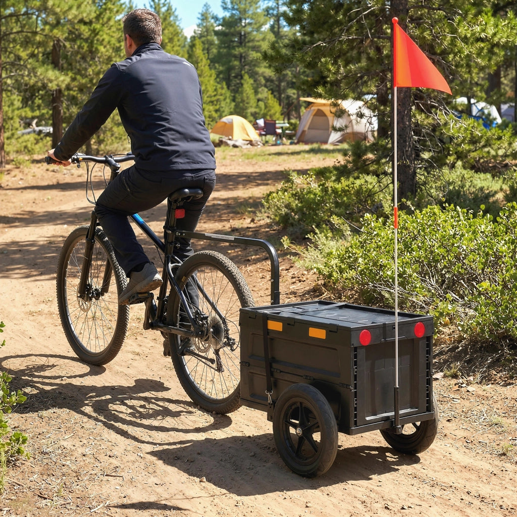 Carrello Trasporto Bici Pieghevole ¨C Zephmum ¨C Plastica 65L 145x51.5x72cm Nero