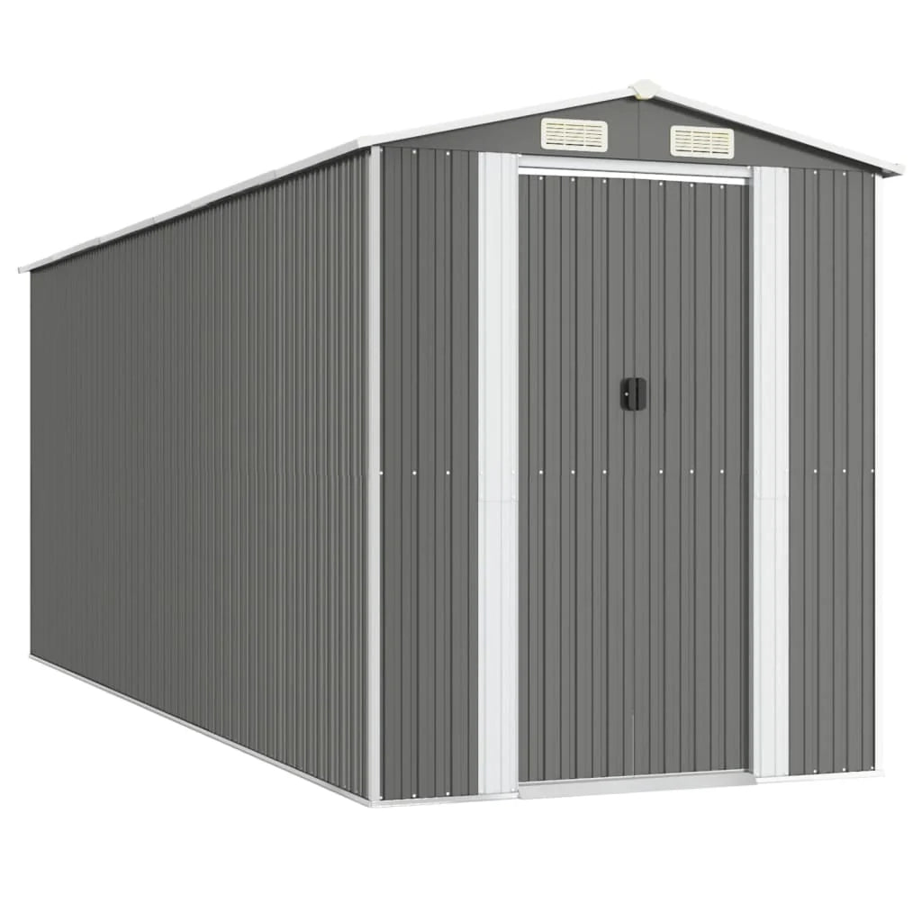 Casetta da giardino cabina ripostiglio capanno da esterno capanno per attrezzi robusta colore chiaro 192 x 523 x 223 cm acciaio zincato grigio 02_0022259