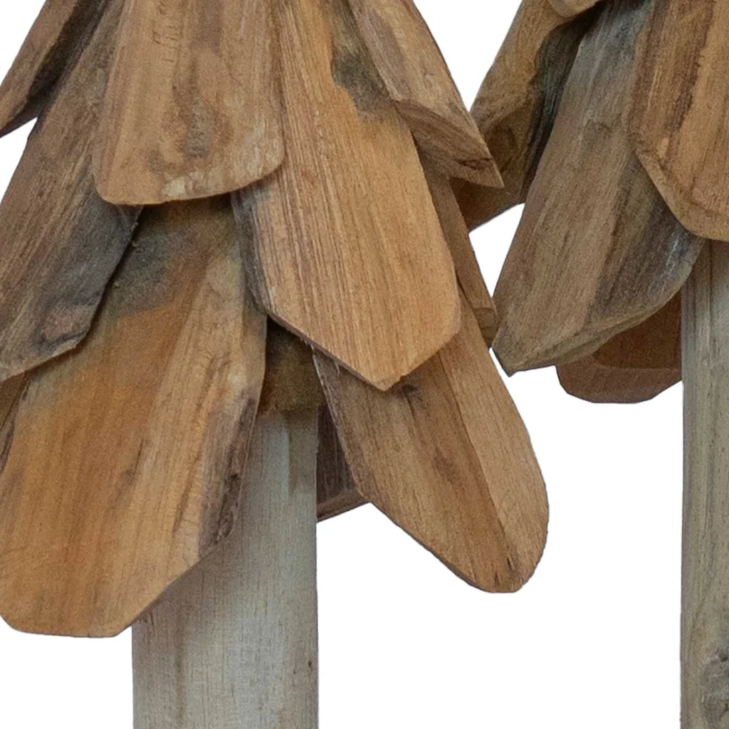 Albero di Natale | Decorazioni natalizie 3 pz Marrone Legno massello di teak