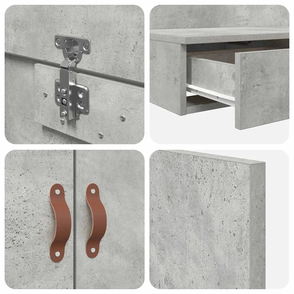 Struttura letto con contenitore con porta Grigio cemento 120 cm 3335688