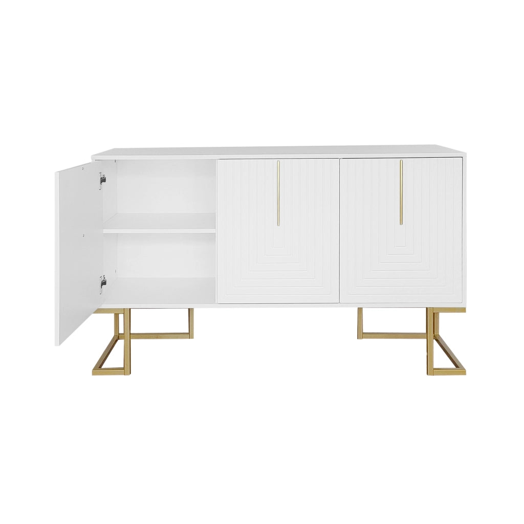 Credenza 3 Ante con Ripiani Regolabili e Maniglie in Metallo ¨C Xylo ¨C Bianco