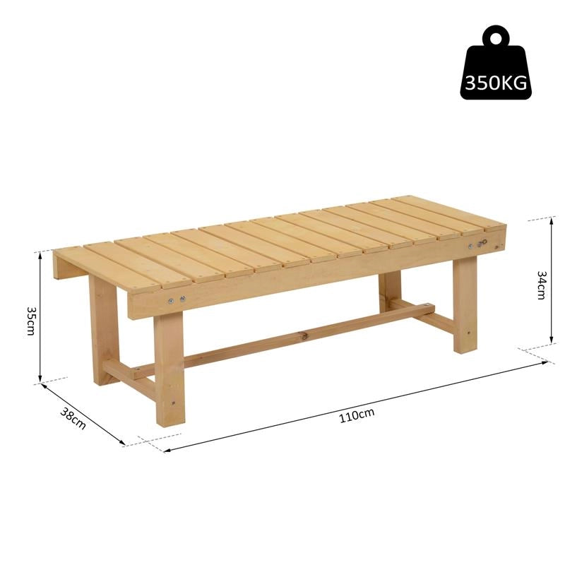 PANCHINA DA ESTERNI IMPERMEABILE 2 POSTI IN LEGNO DI ABETE 110 X 38 X 35 CM