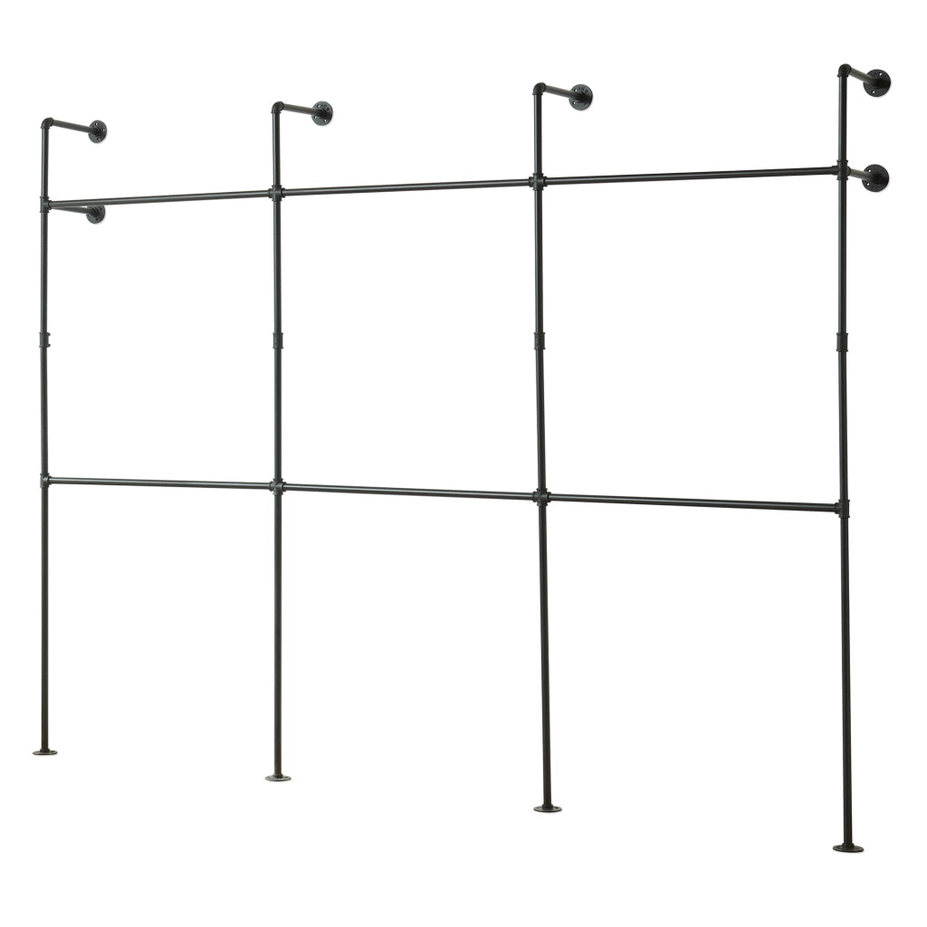 Stand Appendiabiti Kenävatka da Parete in Acciaio con Barra Porta Abiti 222x296x31 cm - Nero [en.casa]