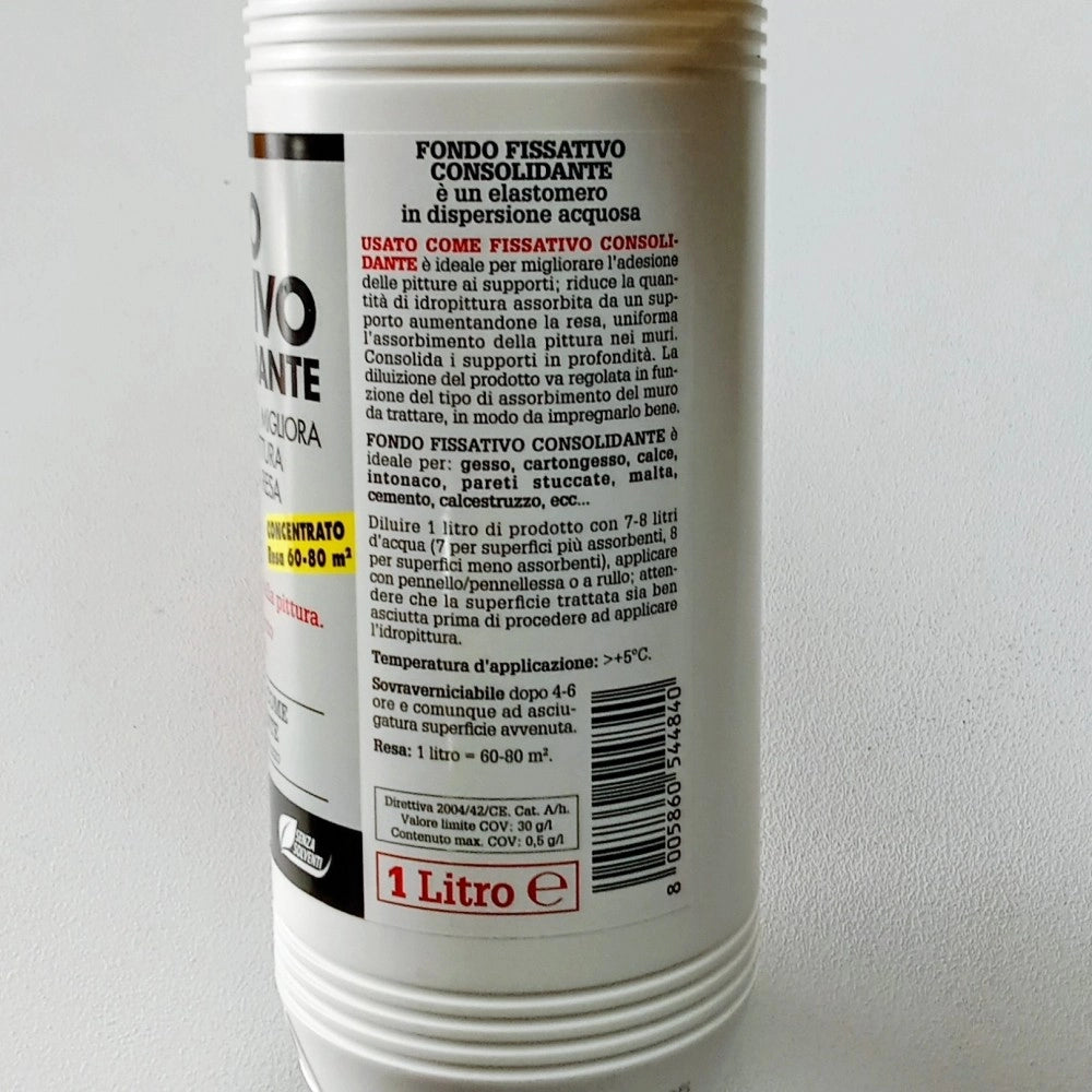 Saratoga fondo fissativo consolidante 1lt per pittura interna ed esterna su intonaco muri e cartongesso