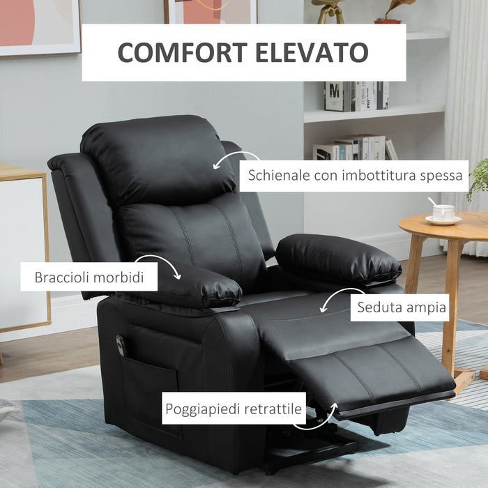 Poltrona Alzapersona Elettrica 96x93x105 cm in Similpelle Nero