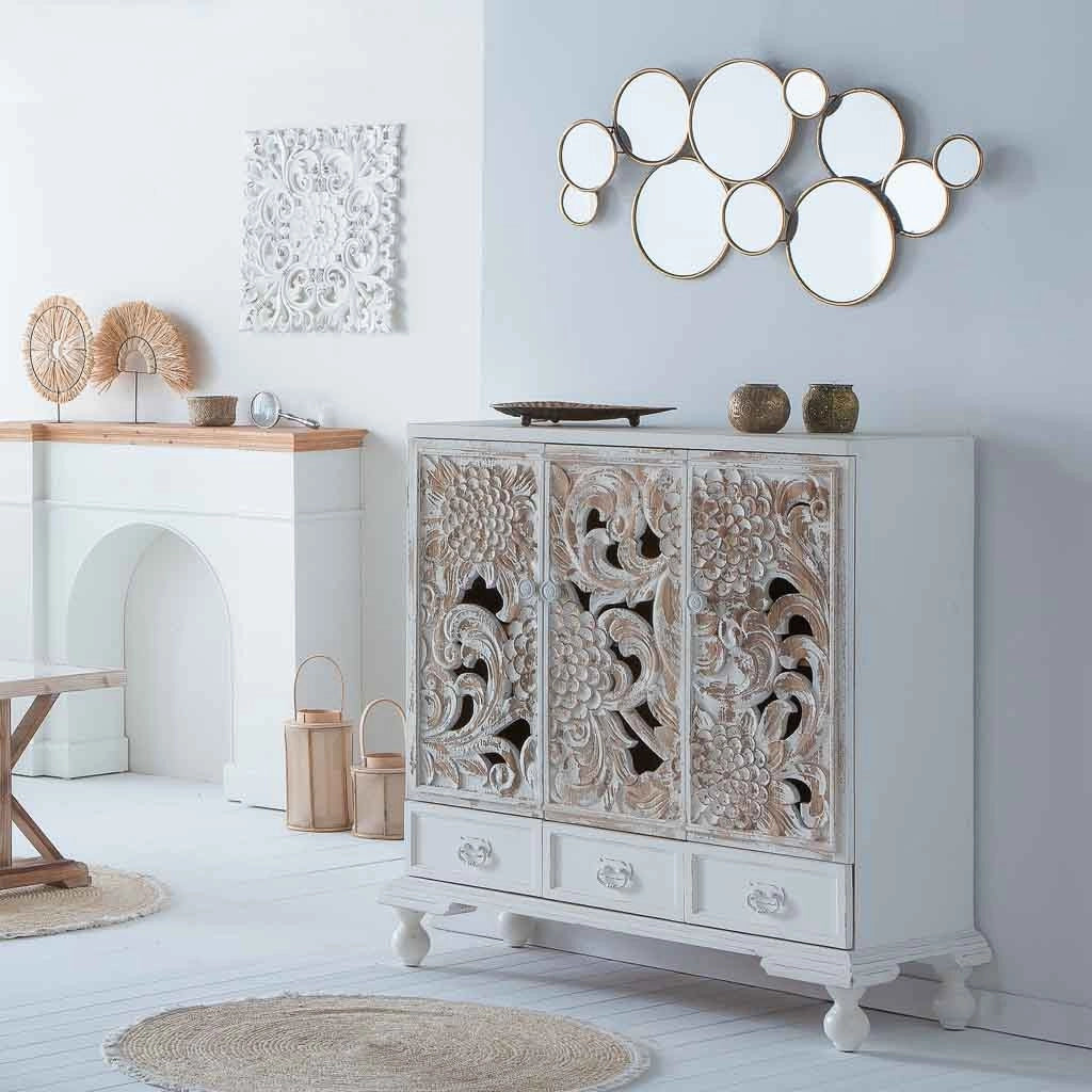 Credenza in legno bianco 115x43x110h