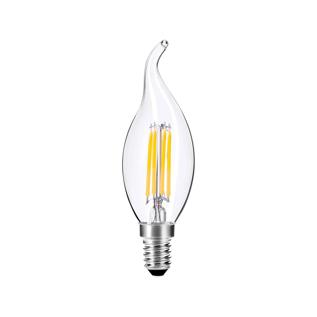 Alcapower Lampada Fiamma LED 4W 550lm 4000K E14 Filamento Bianco Naturale, efficienza energetica Classe D, design classico ed elegante Ø35x125mm