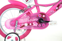 SCH ROSES 14", bicicletta per bambini, adatta ad etÃ  tra i 4 e i 6 anni, per altezza tra 100 e 120 cm, con cestino, c