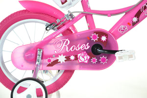 SCH ROSES 14", bicicletta per bambini, adatta ad etÃ  tra i 4 e i 6 anni, per altezza tra 100 e 120 cm, con cestino, c