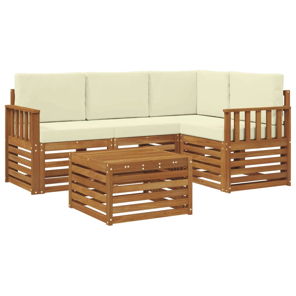 Set di divani da esterno con cuscino 5 pcs Naturale e Crema
